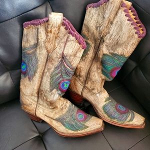 Custom peacock cowboy boots